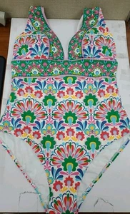 New Boden Porto V Neck Multicolor Dandelion Decor One Piece Swimsuit Size 8 - Picture 1 of 6
