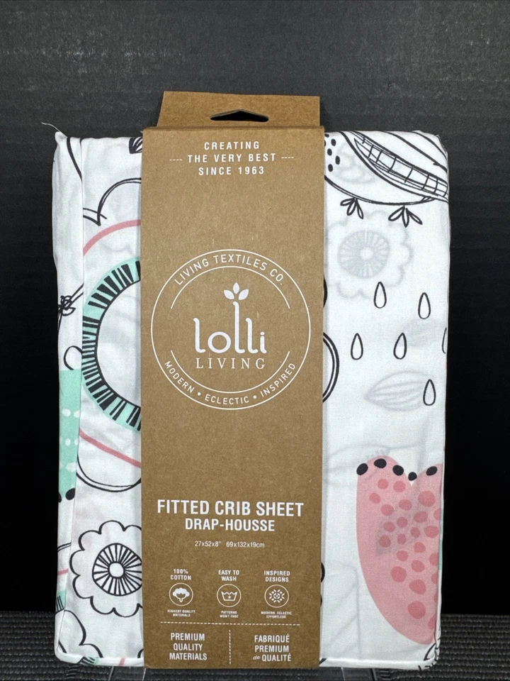 Sábana bajera ajustada Lolli Living bebé estampado gorrión niña rosa espuma de mar verde Foto 1 de 4