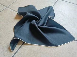 VTG Silk Pocket Square Black with White Trim 100% All Silk Made In England 42cm - Picture 1 of 5