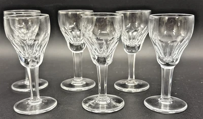Vintage Optic Panel Thumbprint 3.25" Cordial Liqueur Shot Glasses set of 6 Bar - Image 1 of 4