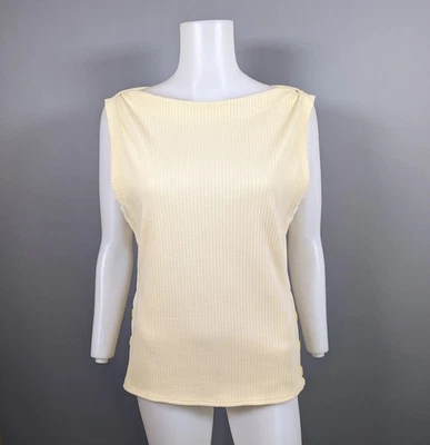 Camiseta sin mangas J Crew Premium con botones laterales acanalados CI044 amarillo mantequilla talla grande Foto 1 de 4