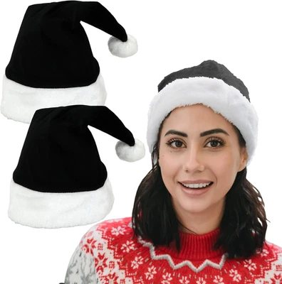 Chapéu Papai Noel de veludo de pelúcia para mulheres ou homens, preto, pacote com 2 ⭐️⭐️⭐️⭐️⭐️⭐️ - Imagem 1 de 4