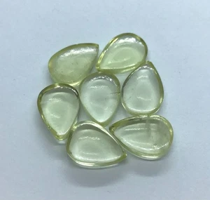 AAA Natural Loose Gemstone Lemon Quartz Pear Flat Back For Making All Jewelry - Picture 1 of 7