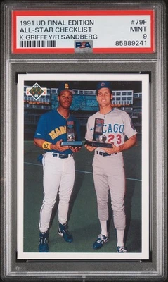 1991 UPPER DECK Final Edition All-Star Checklist Griffy Jr Sandberg #79F PSA 9 - Imagem 1 de 4