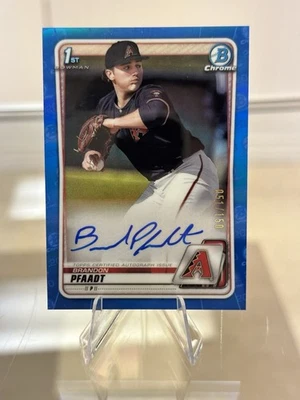 Brandon Pfaadt 2020 Bowman Draft Chrome 1st Blue Refractor /150 Auto RC True - Image 1 of 2