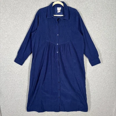 Vestido Scandia Woods Para Mujer 20 Azul Pana Camisa Artística Algodón Plisado Lagenlook Foto 1 de 4