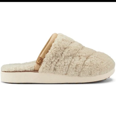 Zapatillas para mujer OluKai Pūpū Mua suaves piel de oveja beige mula talla 8 Foto 1 de 4