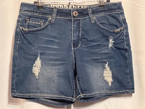 Hydraulic Sammie Boyfriend Distressed Denim Shorts Size 5/6 Medium Wash Cotton B - Picture 1 of 11