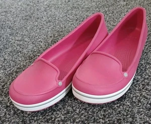 Crocs Women Size W 7 Pink & White Ballet Flats Slip On Rare - Picture 1 of 14