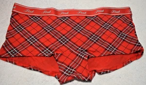 NWT Victoria's Secret Pink Shortie Boyshort Boxer Panty Lot L Large Plaid logo - Picture 1 of 6