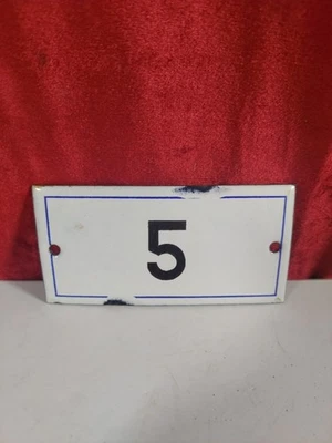 Vintage French Enamel Door Number "5" - Image 1 of 2