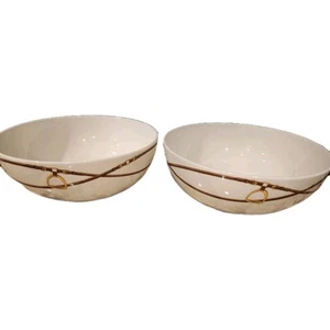 EXTREMELY RARE Ralph Lauren BROMLEY Equestrian 2 Serving Bowls Porcelain NWT - Picture 1 of 6