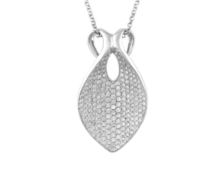 Dazzling White Micro Pave Set 2.80CT Lab-Created Diamonds Leaf Design Pendant - Picture 1 of 3