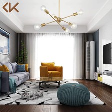 6 Light Gold Brass Sputnik Chandelier Mid Century Ceiling Pendant Light Fixtures