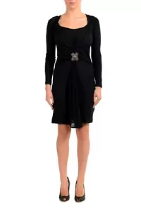 Just Cavalli Women's Black Wool Long Sleeve Mini Dress US S IT 40 - Picture 1 of 6