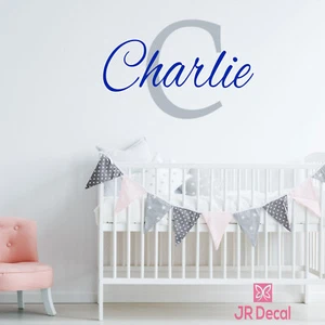 Baby Boy Personalised name sticker, Custom Name initial Monogram, Kid wall art - Picture 1 of 11