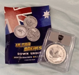 2024-P125 AUS 1 oz Silver Kookaburra - PCGS MS70 Ultra Breaks - Limited Edition - Picture 1 of 7