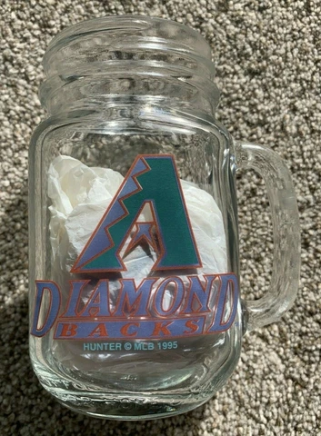 Vintage Arizona DIAMONDBACKS Mason Glass Mug PURPLE & TEAL Logo Hunter MLB 1995 Cover