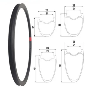 Gravel Road Bike Carbon Rim 700c 30mm-50mm Depth Tubeless Clincher 28mm Width - Picture 1 of 8