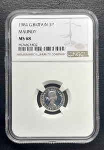 1984 Great Britain MAUNDY 3p Three Pence. Elizabeth. II: NGC MS68 - Picture 1 of 4