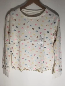 Cat & Jack Girl's Hearts Thermal Long Sleeve T-Shirt Size XL(14-16) New With Tag - Picture 1 of 12