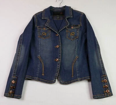 Vintage ROCAWEAR Women's Denim Button-Up Blazer Jean Jacket Y2K Size X-Large - Image 1 of 4