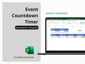 Event Countdown Timer for Microsoft Excel - Countdown Timer Spreadsheet, Event - Picture 1 of 10