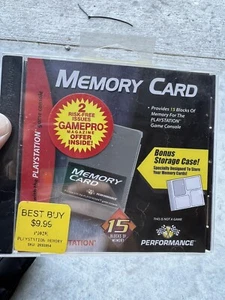 Sealed Vintage 1998 Performance Sony PS1 Memory Card & Memory Card Case Holder - Picture 1 of 2