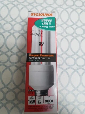 SYLVANIA COMPACT FLUORESCENT SOFT WHITE DULUX 20W 120V CF20EL/830/MED/1 - Image 1 of 4