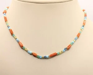 COLLANA ARGENTO DONNA SPINELLO EMATITE CORALLO ROSSO PASTA DI TURCHESE CM 45 - Foto 1 di 5
