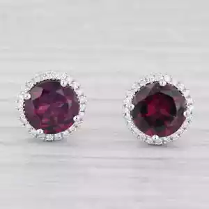 2Ct Round Cut Lab-Created Pink Ruby Women Stud Earrings 14k White Gold Plated - Picture 1 of 4