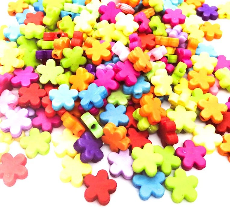 Opaque Bright Flower Bead Mix - Pack of 50 Mixed - Image 1 of 1