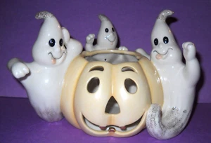 Lenox HALLOWEEN Three Little Ghosts With Jack-O-Lantern Votive Tea Light - Picture 1 of 6