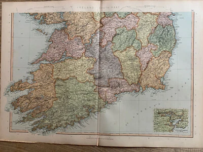 Mapa a color grande de Irlanda del Sur de 1891 por W.G. BLACKIE Foto 1 de 4