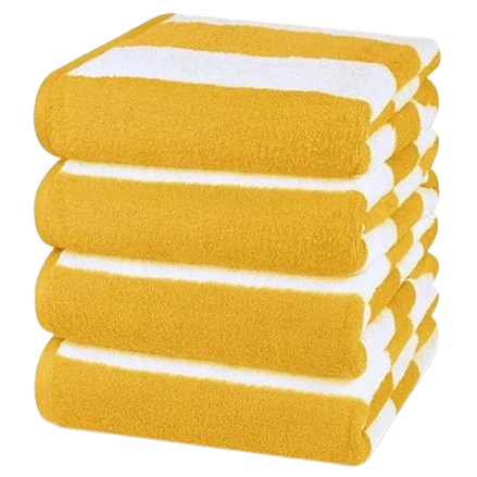 浴巾 100% 棉 Cabana 条纹沙滩毛巾 35 英寸 X 60 英寸大毛巾 4 包 — 第 1/1 张图片