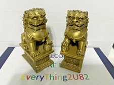 Pair of HANDMADE Chinese  Foo Dog Guardian Lion Statue Figurine Feng Shui # 3