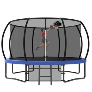 12FT Recreational Kids Trampoline with Safety Enclosure Net & Ladder, Outdoor - Picture 1 of 11
