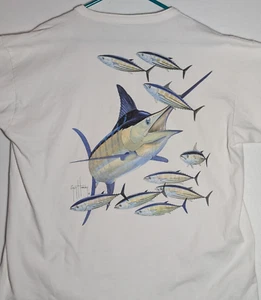 Vintage Guy Harvey Tuna sailfish Fishing T-Shirt Henley XL Graphic Tee USA - Picture 1 of 9