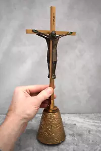 60 Jahre altes Bronze Altarkreuz mit doppelseitigem Korpus, 14" (CU92) Kelch Co - Bild 1 von 15
