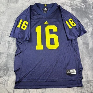 Y2K Adidas Michigan Wolverines #16 Football Jersey Youth XL NCAA Blue Mesh Retro - Picture 1 of 10