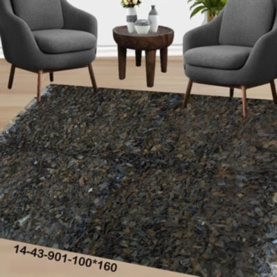 Luxury Leather Shag Rug - Modern Fluffy & Anti-Slip Area Carpet(Online AU)14-43 - Image 1 of 4