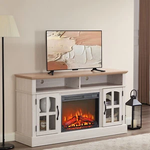 58" Fireplace TV Stand, Entertainment Center with 23" Electric Fireplace, TV Tab - Picture 1 of 11