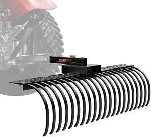 Tow behind Landscape Rake, 60" Tow Dethatcher with 21 Steel Coil Tines, Lawn Det - Picture 1 of 11