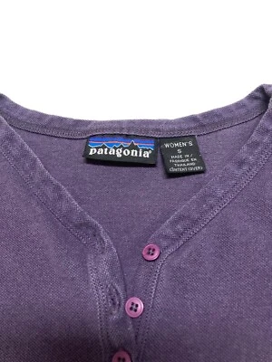 Винтажный фиолетовый топ Patagonia на пуговицах спереди Henley размер S - Изображение 1 из 4
