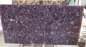 Losa retroiluminada de amatista, mesa de comedor de amatista, parte superior de escritorio de losa de amatista, decoración del hogar - Imagen 1 de 4