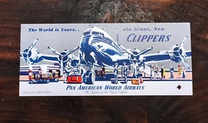 VINTAGE VERY RARE BLOTTING PAPER PAN AMERICAN WORLD AIRWAYS CLIPPER BONITA - Picture 1 of 7