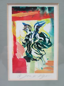 Christmas 1993 Angel Art Print by Jon & Olga on 2.5" by 4" Card Matted & Framed - Picture 1 of 7