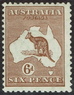 AUSTRALIA 1929 KANGAROO 6D SMALL MULTIPLE WMK  - Image 1 of 2