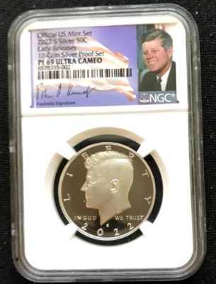 2022 S NGC PF 69 Silver 50C Early Releases Part of a 10 Pc. Set PF69 ULTRA CAMEO - Image 1 of 4