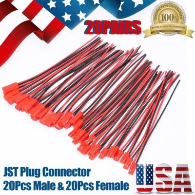 20 pairs 150mm For JST Plug Connector Cable Wire Male & Female RC Lipo Battery - Image 1 of 4